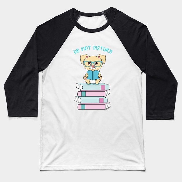 Do not disturb, cute dog reading Baseball T-Shirt by JS ARTE